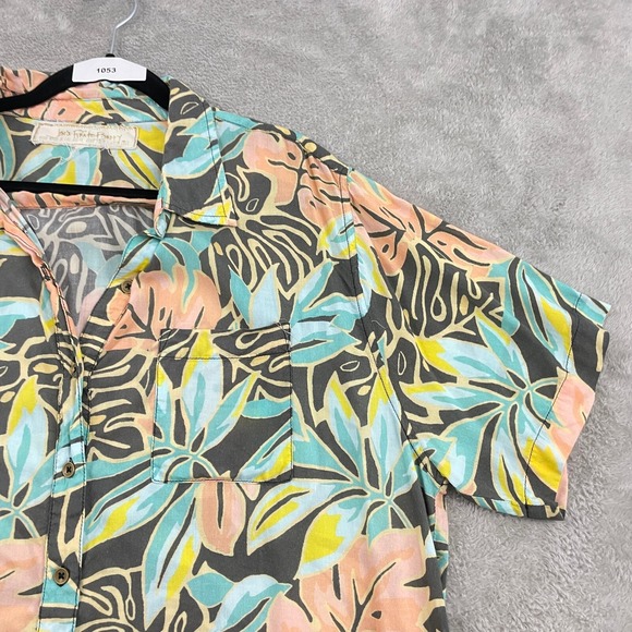 Jen's Pirate Booty Aloha Kula Button Up Shirt Women M/L Multicolor Floral Resort - Picture 6 of 14